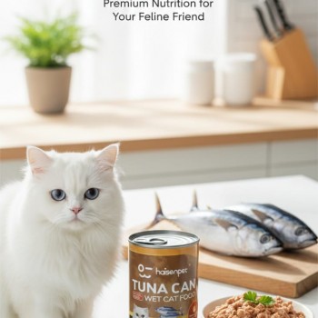 Haisenpet Tuna Can Wet Cat Food 400g – Premium Healthy & Delicious Cat Nutrition with Taurine, Vitamins A, D3 & E – Complete & Balanced Daily Diet for Adult Cats