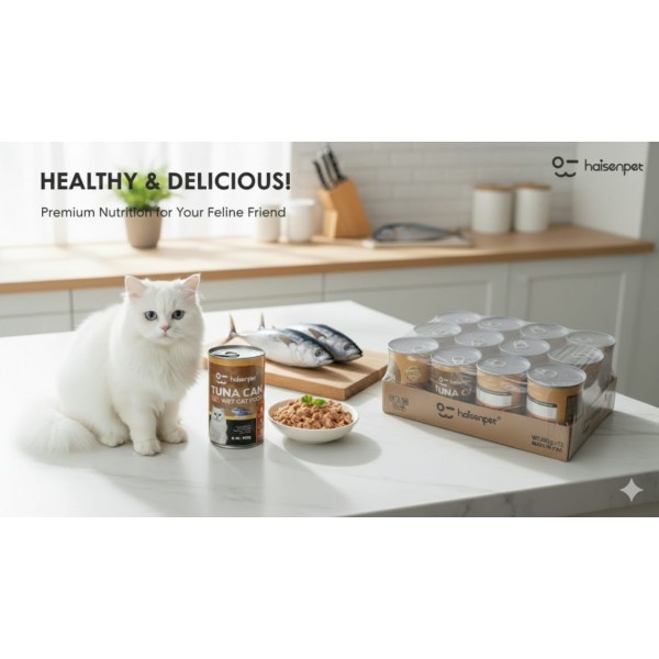 Haisenpet Tuna Wet Cat Food 400g – 12 Cans Pack – Premium Nutritious & Delicious Daily Diet for Adult Cats with Taurine, Vitamins A, D3 & E – Complete Balanced Cat Nutrition