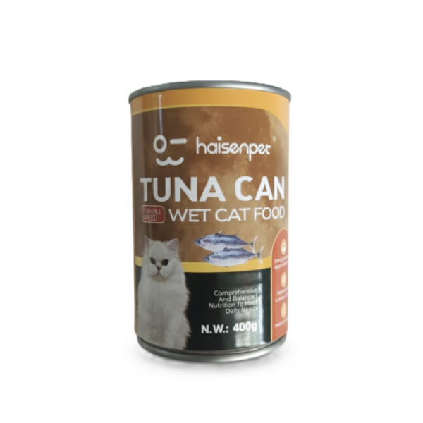 Haisenpet Tuna Can Wet Cat Food 400g – Premium Healthy & Delicious Cat Nutrition with Taurine, Vitamins A, D3 & E – Complete & Balanced Daily Diet for Adult Cats