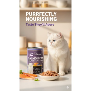 Haisenpet Salmon & Tuna Wet Cat Food, 400g Can, Grain-Free, with Taurine and Vitamins A, D3 & E