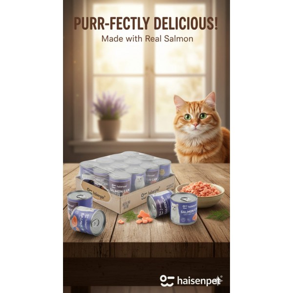 Haisenpet Salmon & Tuna Wet Cat Food, 12 × 400g Cans, Grain-Free, Premium Balanced Nutrition with Taurine and Vitamins A, D3 & E