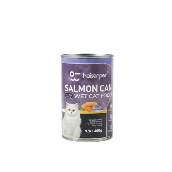 Haisenpet Salmon & Tuna Wet Cat Food, 12 × 400g Cans, Grain-Free, Premium Balanced Nutrition with Taurine and Vitamins A, D3 & E