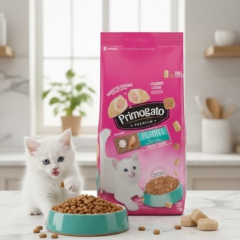 Primogato Premium Dry Kitten Food, 1 kg – Chicken & Milk Flavor, Roasted Cat Food for Healthy Growth, Soft Coat, Urinary Health, Vision & Heart Protection