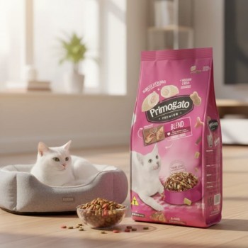 Primogato Premium Blend Dry Cat Food for Adult Cats, Meat, Chicken & Fish Flavors, Healthy Urinary Tract & Shiny Coat, 1 kg Bag