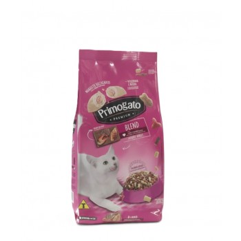Primogato Premium Blend Dry Cat Food for Adult Cats, Meat, Chicken & Fish Flavors, Healthy Urinary Tract & Shiny Coat, 1 kg Bag