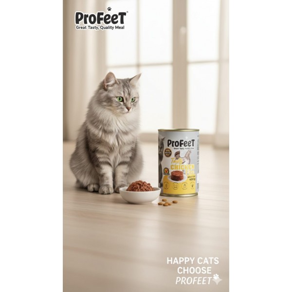 ProFeet Adult Cat Wet Food – Chicken Pâté | Complete & Balanced Nutrition | 400g Can