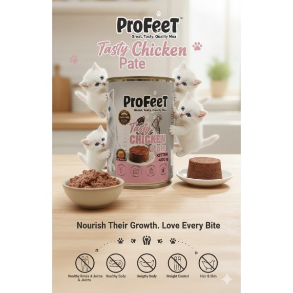 ProFeet Grain-Free Kitten Chicken Pate Wet Cat Food – 400g | Complete & Balanced Nutrition