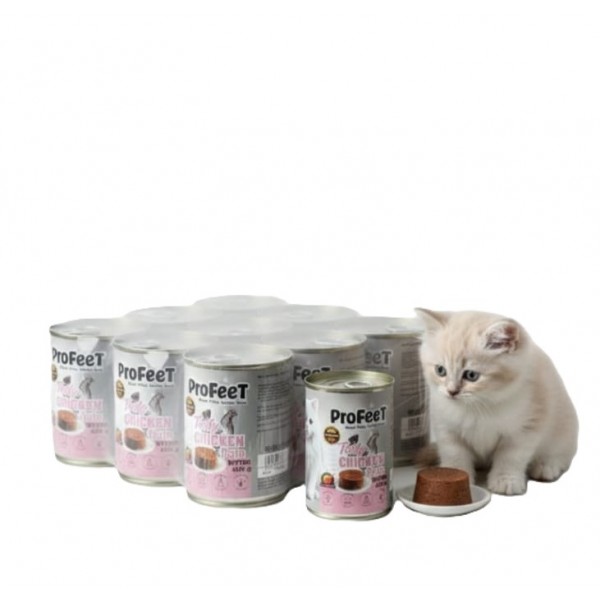 ProFeet Grain-Free Kitten Chicken Pâté Wet Cat Food – 12 Cans Pack (12 × 400g) | Complete & Balanced Nutrition
