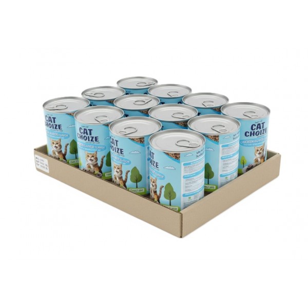 Cat Choize Adult Cat Wet Food Chicken & Liver Flavor 400g (12 Cans x 400g Box) – High Protein Complete & Balanced Nutrition with Taurine, Pork-Free, No Added Preservatives, Real Chicken Chunks in Jelly for Adult Cats
