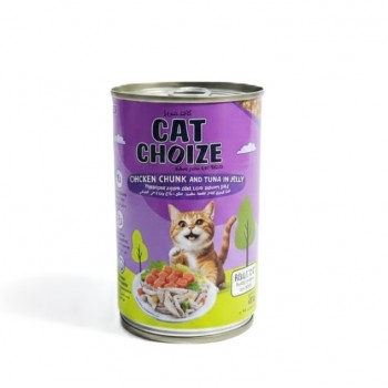 Cat Choize Adult Cat Wet Food 12 Cans x 400g – Chicken & Tuna Chunks in Jelly, High-Protein, Taurine & Vitamin E Enriched, No Preservatives, No Pork, Complete Balanced Nutrition for Cats Over 1 Year