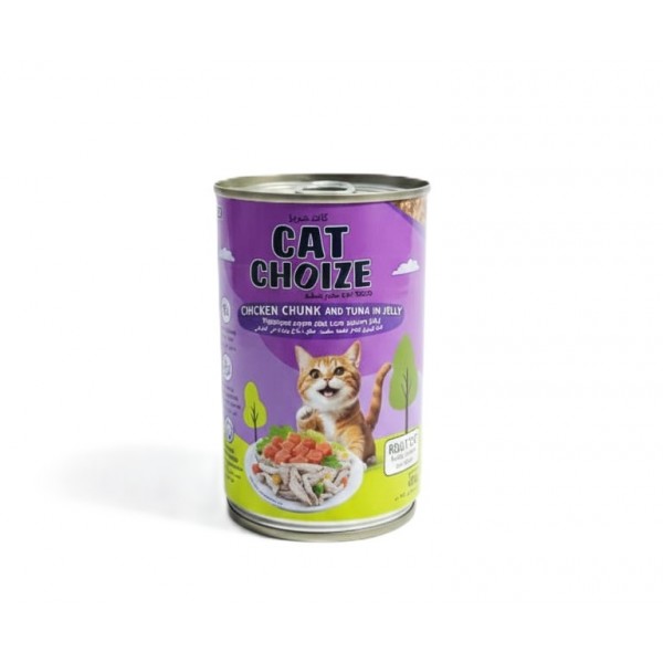 Cat Choize Adult Cat Wet Food 12 Cans x 400g – Chicken & Tuna Chunks in Jelly, High-Protein, Taurine & Vitamin E Enriched, No Preservatives, No Pork, Complete Balanced Nutrition for Cats Over 1 Year