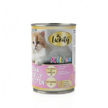 Lickity Kitten Tuna in Jelly Wet Cat Food with Taurine & Omega 3, Immune & Eye Support, No Added Salt or Preservatives, 400g Can