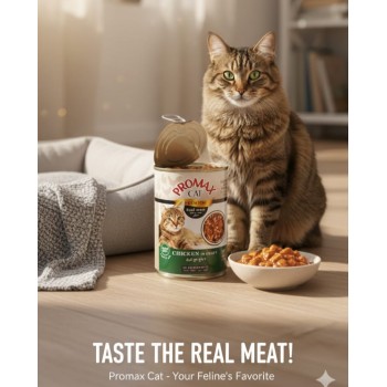 Promax Cat Premium Real Meat Chicken in Gravy – Grain-Free Wet Cat Food (400g Can) | Adult Cat Food