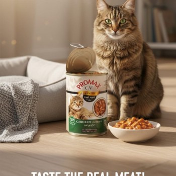 Promax Cat Premium Real Meat Chicken in Gravy – Grain-Free Wet Cat Food (400g Can) | Adult Cat Food
