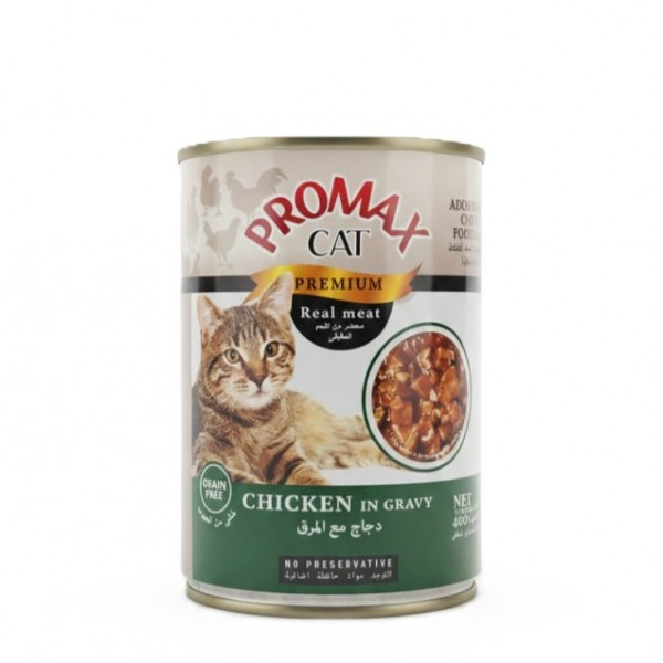 Promax Cat Premium Real Meat Chicken in Gravy – Grain-Free Wet Cat Food (400g Can) | Adult Cat Food