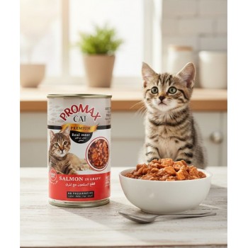Promax Cat Premium Salmon in Gravy – Real Meat, Grain-Free, No Preservatives – 400g Wet Cat Food for Adult Cats