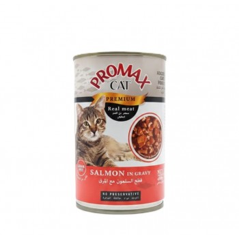 Promax Cat Premium Salmon in Gravy – Real Meat, Grain-Free, No Preservatives – 400g Wet Cat Food for Adult Cats