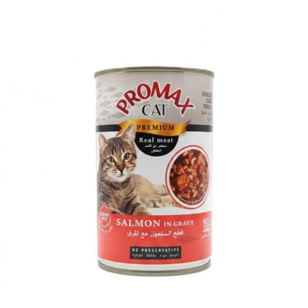 Promax Cat Premium Salmon in Gravy – Real Meat, Grain-Free, No Preservatives – 400g Wet Cat Food for Adult Cats