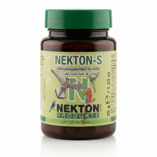 NEKTON-S Vitamin Supplement for Birds 35g | Water-Soluble Multivitamin Powder with Amino Acids & Trace Minerals | Supports Growth, Health, Immunity & Breeding | For Parrots, Canaries, Finches & All Pet Birds NEKTON-S Vitamin Supplement for Birds 35g | Water-Soluble Multivitamin Powder with Amino Acids & Trace Minerals | Supports Growth, Health, Immunity & Breeding | For Parrots, Canaries, Finches & All Pet Birds