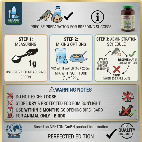 NEKTON-Breed-Star Vitamin Supplement for Breeding Birds 600g – High Vitamin E, Amino Acids, Minerals & Trace Elements for Fertility and Healthy Hatchlings