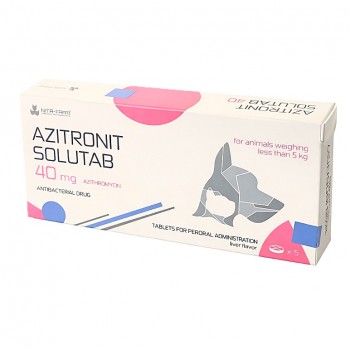 Azitronit Solutab 40 mg Azithromycin Tablets for Cats & Dogs Under 5 kg | Veterinary Antibiotic for Respiratory, Skin & Urinary Infections | Oral Liver-Flavored Dispersible Tablets