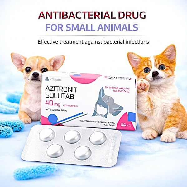 Azitronit Solutab 40 mg Azithromycin Tablets for Cats & Dogs Under 5 kg | Veterinary Antibiotic for Respiratory, Skin & Urinary Infections | Oral Liver-Flavored Dispersible Tablets
