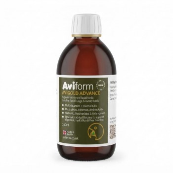 Aviform Avigold Advance 250ml Liquid Bird Tonic | All-in-One Multivitamin Supplement for Cage & Aviary Birds | Supports Digestion, Hydration & Overall Health | Made in UK