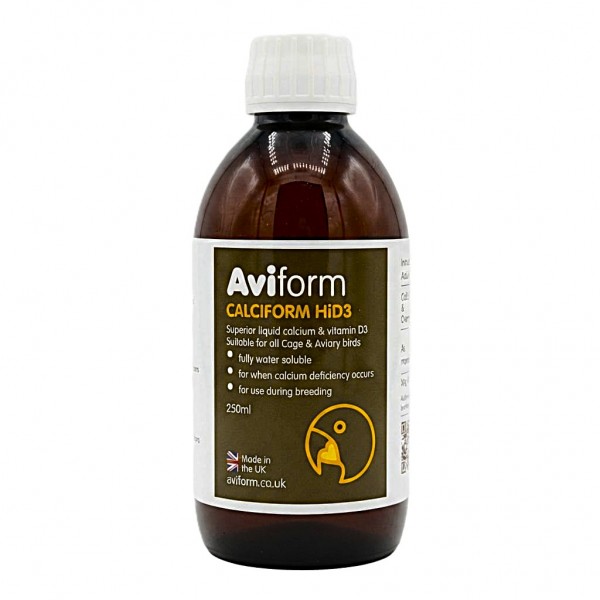 Aviform Calciform HiD3 Liquid Calcium & Vitamin D3 Supplement for Cage & Aviary Birds 250ml | Water-Soluble Calcium Support for Breeding, Egg Laying & Bone Strength | UK Made Complementary Dietetic Feed Aviform Calciform HiD3 Liquid Calcium & Vitamin D3 Supplement for Cage & Aviary Birds 250ml | Water-Soluble Calcium Support for Breeding, Egg Laying & Bone Strength | UK Made Complementary Dietetic Feed