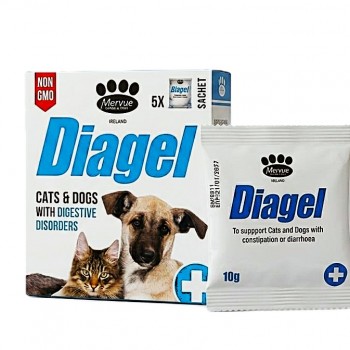Mervue Diagel Dogs & Cats 10g Sachets (Box of 5) – Digestive Support for Diarrhea & Constipation – Electrolyte & Vitamin Gastrointestinal Gel for Gut Health, Hydration & Recovery – Safe for Puppies & Kittens