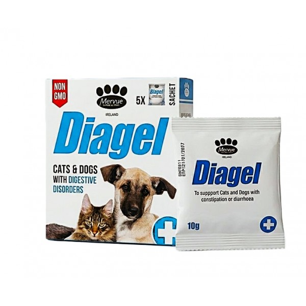 Mervue Diagel Dogs & Cats 10g Sachets (Box of 5) – Digestive Support for Diarrhea & Constipation – Electrolyte & Vitamin Gastrointestinal Gel for Gut Health, Hydration & Recovery – Safe for Puppies & Kittens