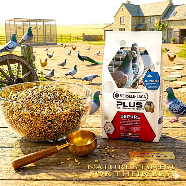 Versele-Laga Plus I.C.+ Depure Complete Pigeon Food 20kg | Premium Low Protein Low Fat Grain Mixture for Pigeons | With Immunity Concept+ Pellets, Vitamins, Minerals & Prebiotics | Ideal for Rest, Moulting & Light Training | Dust-Free Bird Feed