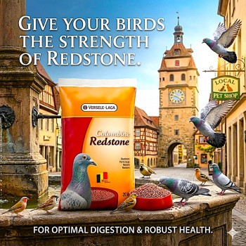Versele-Laga Colombine Redstone 20 kg – Natural Mineral Feed for Pigeons, Red Stone Clay Supplement with Anise Oil, Supports Digestion, Firm Droppings, Gut Health, Mineral Grit Alternative, Year-Round Pigeon Supplement, Calcium Sodium Phosphorus Source