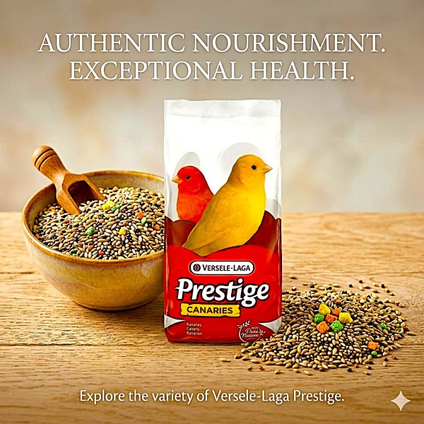 Versele-Laga Prestige Canaries 20kg Premium Canary Seed Mix Bird Food for Canaries Complete Daily Nutrition with Seeds Vitamins Minerals Amino Acids Supports Digestion Feather Condition Vitality Singing Performance