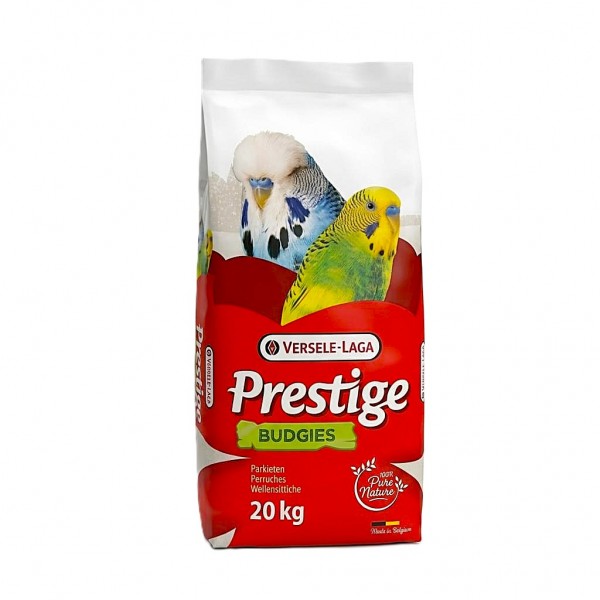 Versele-Laga Prestige Budgies Bird Food 20KG – Premium Budgie Seed Mix, High Protein Natural Parakeet Food with VAM Vitamins & Minerals, Canary Seed & Millet Blend