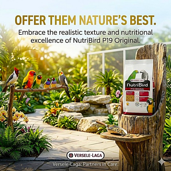 Versele-Laga NutriBird P19 Original 10KG – Extruded Breeding Pellets for Large Parrots – Complete All-in-One Nutrition for Breeding, Maintenance & Feather Health – Supports Digestion & Prevents Selective Feeding