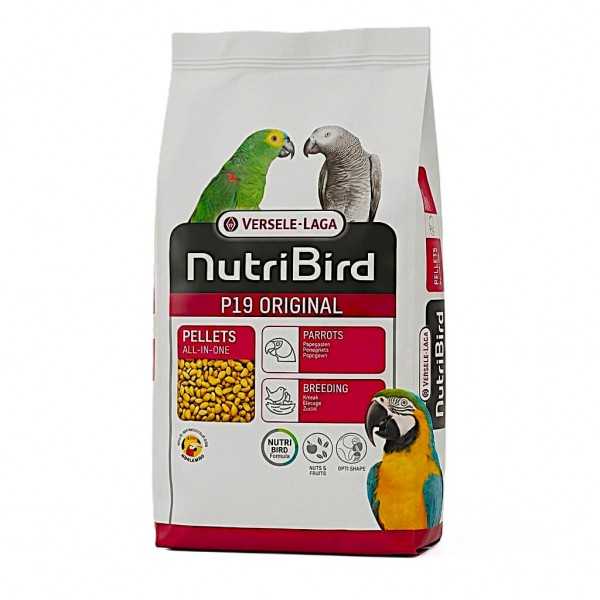 Versele-Laga NutriBird P19 Original 10KG – Extruded Breeding Pellets for Large Parrots – Complete All-in-One Nutrition for Breeding, Maintenance & Feather Health – Supports Digestion & Prevents Selective Feeding