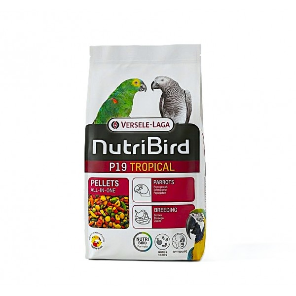 Versele-Laga NutriBird P19 Tropical Parrot Breeding Pellets 10KG – Complete Extruded Parrot Food – Supports Breeding, Digestion, Feather Health & Immunity – For Macaws & African Grey