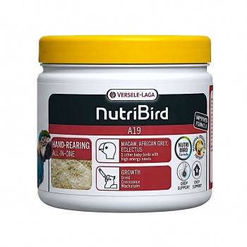 Versele-Laga NutriBird A19 Hand-Rearing Baby Bird Food 250g – Complete All-in-One Formula for Macaw, African Grey & Eclectus Parrots – Supports Growth, Digestion & Feather Development