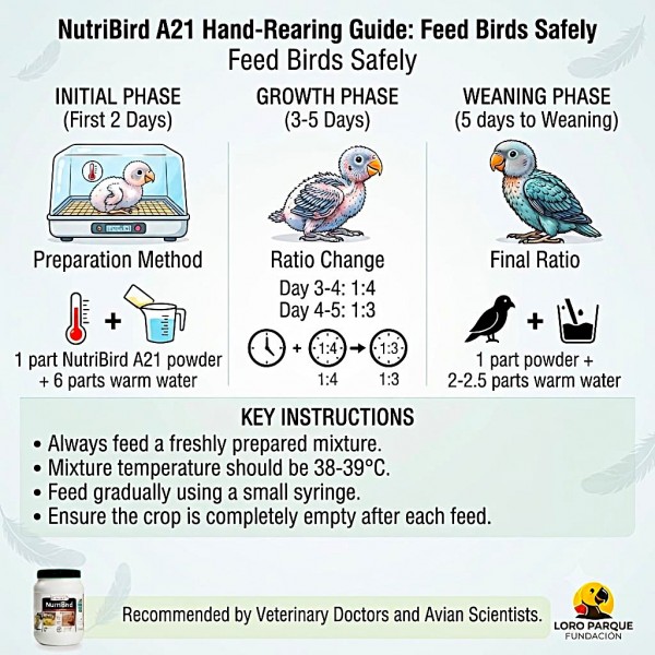 Versele-Laga NutriBird A21 Hand-Rearing Formula 800g – Baby Bird Food for Hand Feeding from Hatching to Weaning – Complete Nutrition with Vitamins, Minerals, Protein & Probiotics