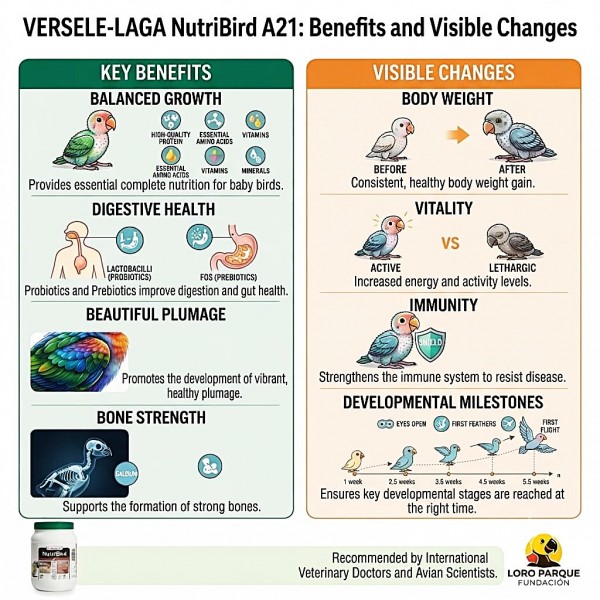 Versele-Laga NutriBird A21 Hand-Rearing Formula 800g – Baby Bird Food for Hand Feeding from Hatching to Weaning – Complete Nutrition with Vitamins, Minerals, Protein & Probiotics