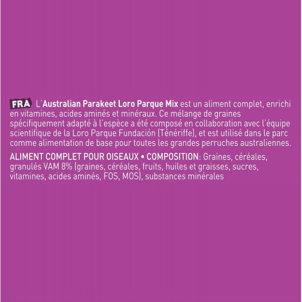 Versele-Laga Prestige Loro Parque Australian Parakeet Mix 20 kg – Premium Seed Blend for Australian Parakeets, Cockatiels & Small Parrots, Enriched with Vitamins, Amino Acids & Minerals for Healthy Feathers and Vibrant Colors