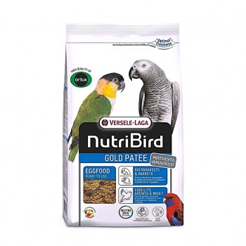Versele-Laga NutriBird Gold Patee Eggfood for Big Parakeets & Parrots - 10kg - Moist Ready to Use High Protein Bird Food with Honey Fruits Gammarus Supports Breeding Growth Moult with Vitamins Minerals Amino Acids and Prebiotics