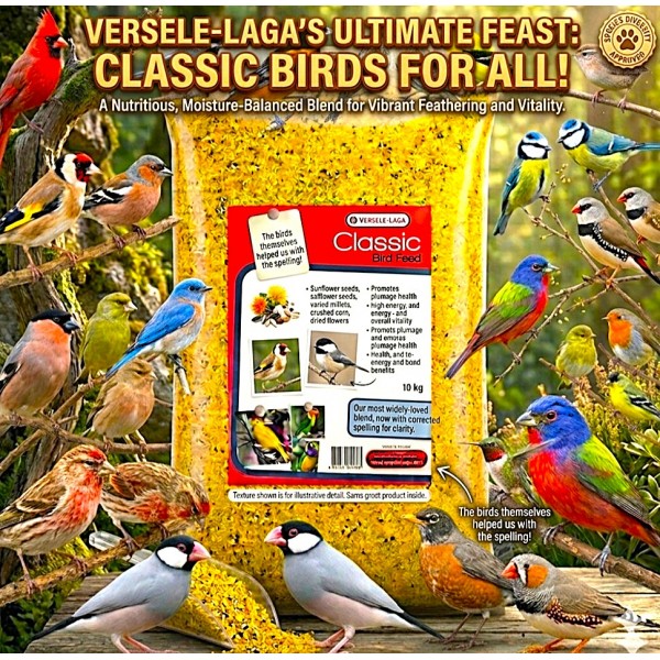 VERSELE-LAGA Classic Birds Egg Food Moist 10kg – Ready-to-Use High-Protein Egg Food for All Bird Species | Breeding & Molting Supplement