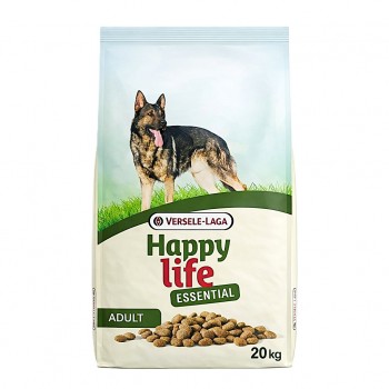 Versele-Laga Happy Life Essential Adult Dog Food 20kg – Complete Balanced Dry Dog Food for Adult Dogs of All Breeds – High Protein 25% Fat 12% – Supports Digestion, Immunity, Energy & Muscle Health – No Artificial Colours – Large Economy Pack