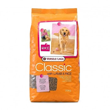 Versele-Laga OKÉ Classic Dry Dog Food with Lamb & Rice 20kg – Complete Adult Dog Food for All Breeds – High Protein 22% – Supports Digestion, Active Lifestyle, Shiny Coat & Immune System – Balanced Daily Nutrition