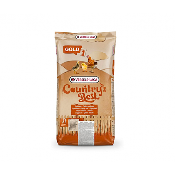 Versele-Laga Country’s Best Gold 1 Crumble 20kg Poultry Starter Feed for Laying Hen Chicks (0–10 Weeks) | High Protein Chicken Feed, Chick Starter Crumble, Vitamins, Calcium, Coccidiostat for Growth, Immunity & Bone Strength