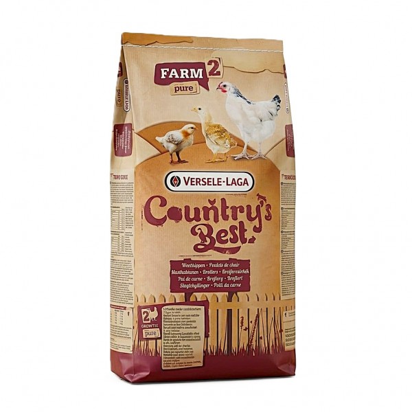 Versele-Laga Country’s Best Farm 2 Broiler Feed 20 kg – Complete Growth Feed for Meat Chickens, Pellet & Mash Forms, High-Quality Poultry Nutrition, Coccidiostat Option & Natural Ingredients for Rapid, Balanced Growth