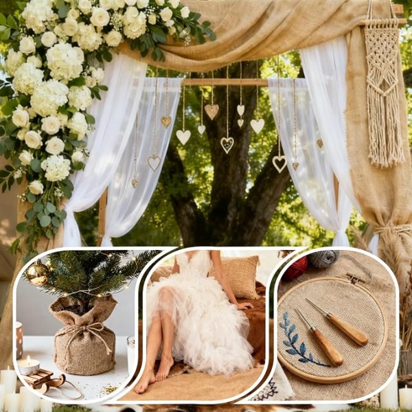 Natural Jute Hessian Burlap Fabric Roll 20 Meter, 90cm Wide Eco Friendly Biodegradable Jute Cloth for Gardening, DIY Crafts, Wedding Decor, Home Decoration, Plant Protection and Packaging