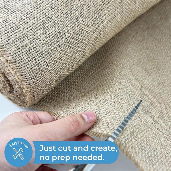 Natural Jute Hessian Burlap Fabric Roll 20 Meter, 90cm Wide Eco Friendly Biodegradable Jute Cloth for Gardening, DIY Crafts, Wedding Decor, Home Decoration, Plant Protection and Packaging