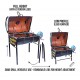 Upcycled Steel Drum Charcoal BBQ Grill 88 × 42 cm with 55 × 38 cm Cooking Grate, 105 cm Adjustable Height, Manual Side Air Blower, Hinged Lid, Chimney Vent, Heavy Duty Outdoor Grill for Garden Patio Camping